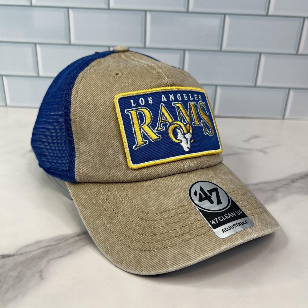 Los Angeles Rams Hat Cap Snap Back One Size Mens Blue Tan NFL Football Trucker